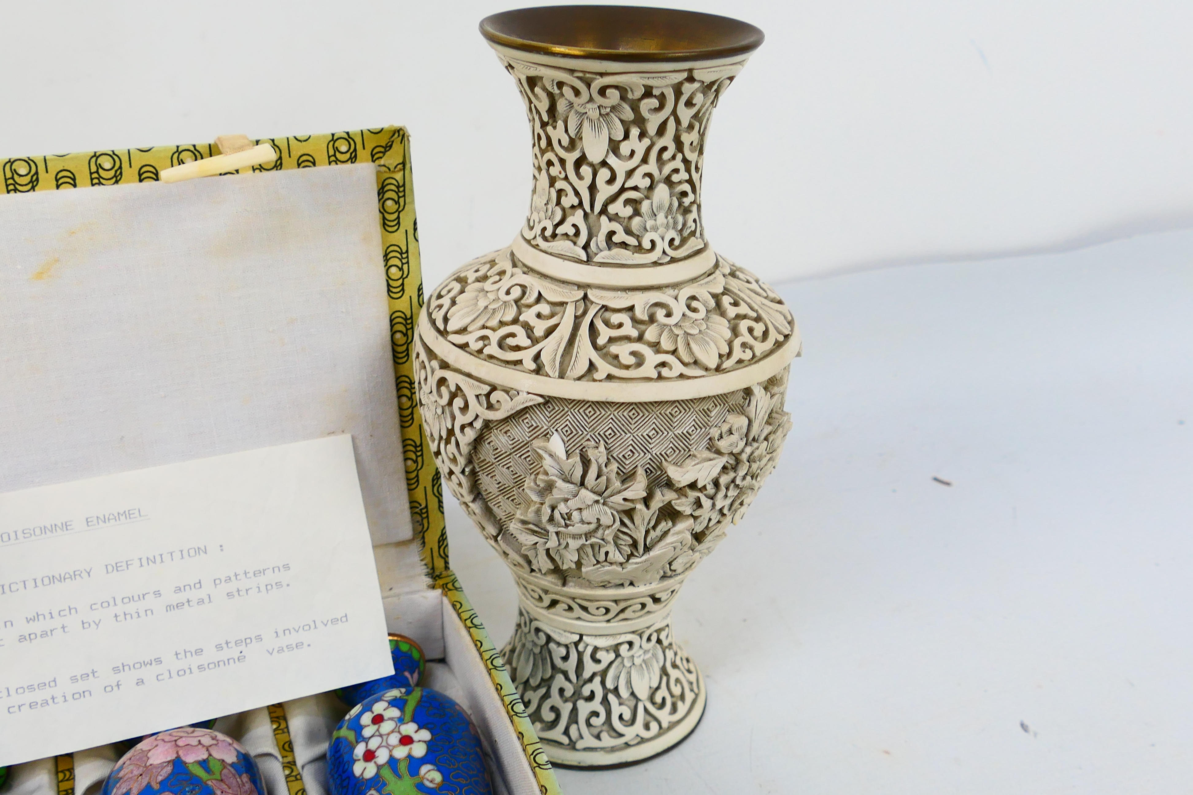 Lot to include two small cloisonne vases and stand, - Image 5 of 11