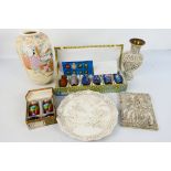 Lot to include two small cloisonne vases and stand,