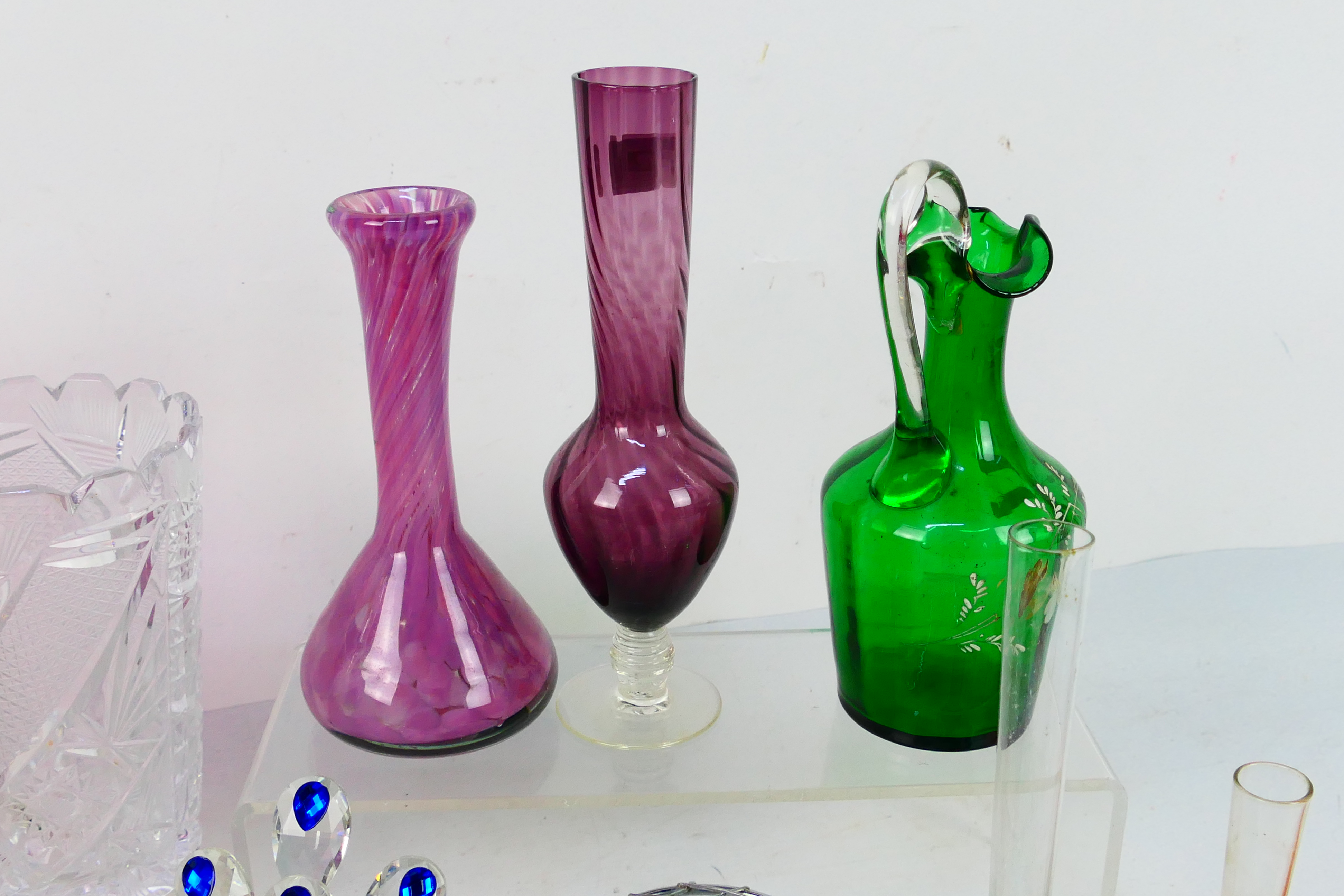 Glassware to include bowls, vases, amber glass bottle with silver clad stopper, - Image 3 of 6
