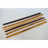 A set of six swagger sticks to include bamboo, leather clad and other,