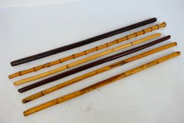 A set of six swagger sticks to include bamboo, leather clad and other,