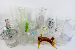 Glassware to include vases, paperweight, bowls and similar, two boxes. [2].
