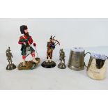 Two military related presentation tankards with a small quantity of research on the recipients,