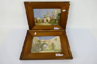 A pair of vintage prints depicting middl