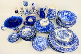 A collection of blue and white table war