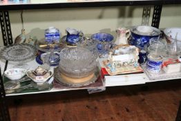 Collection of Noritake, blue and white porcelain, cut glass etc.