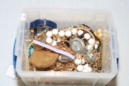 Box of jewellery and watches.
