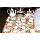 Royal Albert old country roses including teapots, 52 pieces.