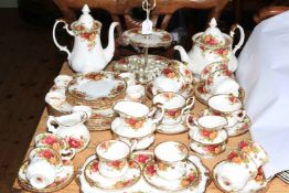 Royal Albert old country roses including teapots, 52 pieces.