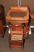 Victorian walnut and satinwood inlaid davenport and Victorian mahogany dolls half tester bed (2).