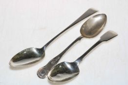 George III silver gravy spoon, London 1813, William IV silver tablespoon,