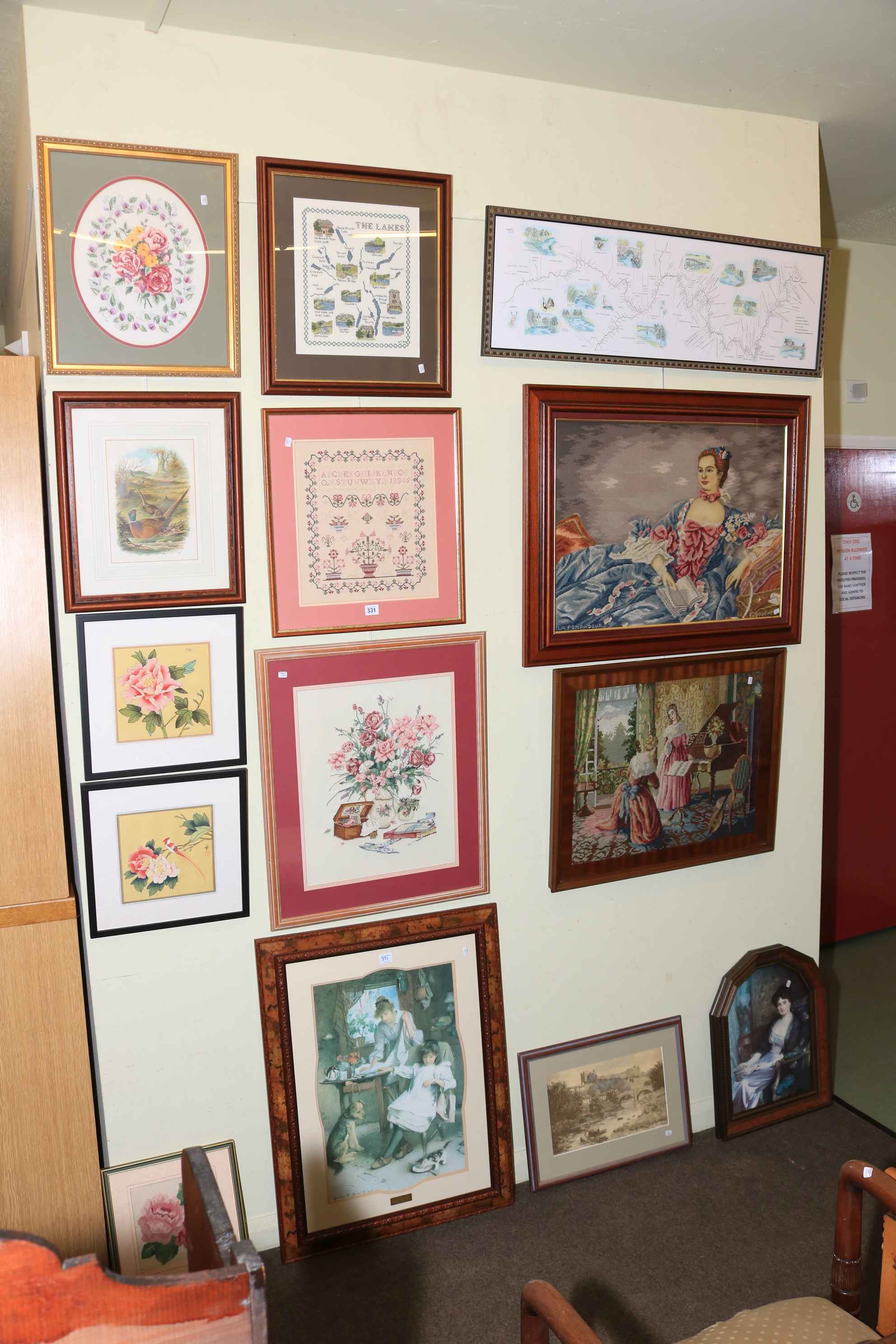 Seven framed needleworks including alphabet sampler, - Image 2 of 2