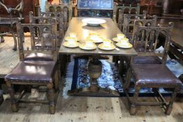 Oak refectory dining table,