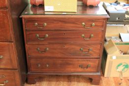 Georgian mahogany chest of four long graduated drawers on shaped bracket feet, 84cm by 83cm by 47cm.