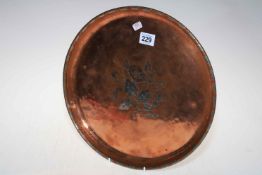 Harold Holmes copper tray with silvered floral design