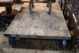 Large industrial low table, 32cm by 102cm by 151cm.