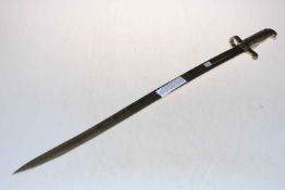 Yataghan sword, date marked 1861, blade 64cm.