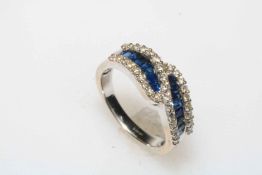 Sapphire and diamond 18 carat white gold ring,