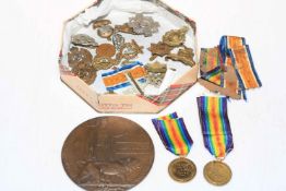 WWI death plaque/penny and medal, awarded to 3875 PTE Joseph Stewart, Northumberland Fusilliers,