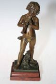 19th Century bronze of a young boy, signed J Gugoire, on marble base,