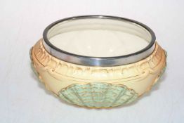 Royal Worcester oyster bowl with silver rim,