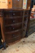Victorian style mahogany bow front chest of two short above three long graduated drawers on turned