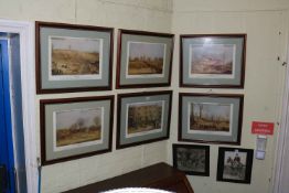 Set of six framed sporting prints,