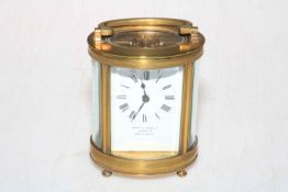 French gilt brass carriage clock retailed by Mappin and Webb