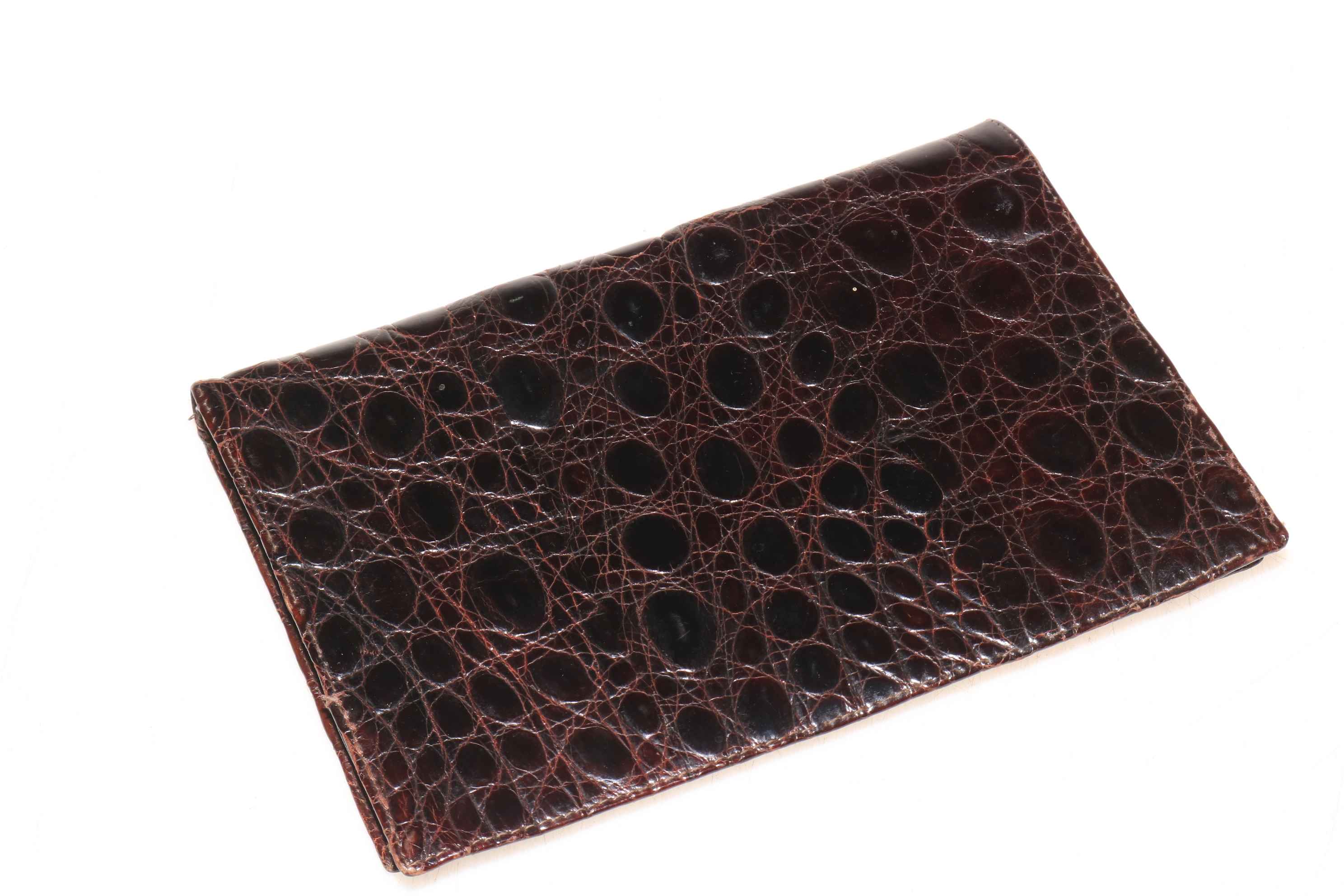 Alligator skin wallet, 17cm by 11.5cm.