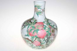 Large Chinese ovoid Famille Rose decorated vase, 36cm high.