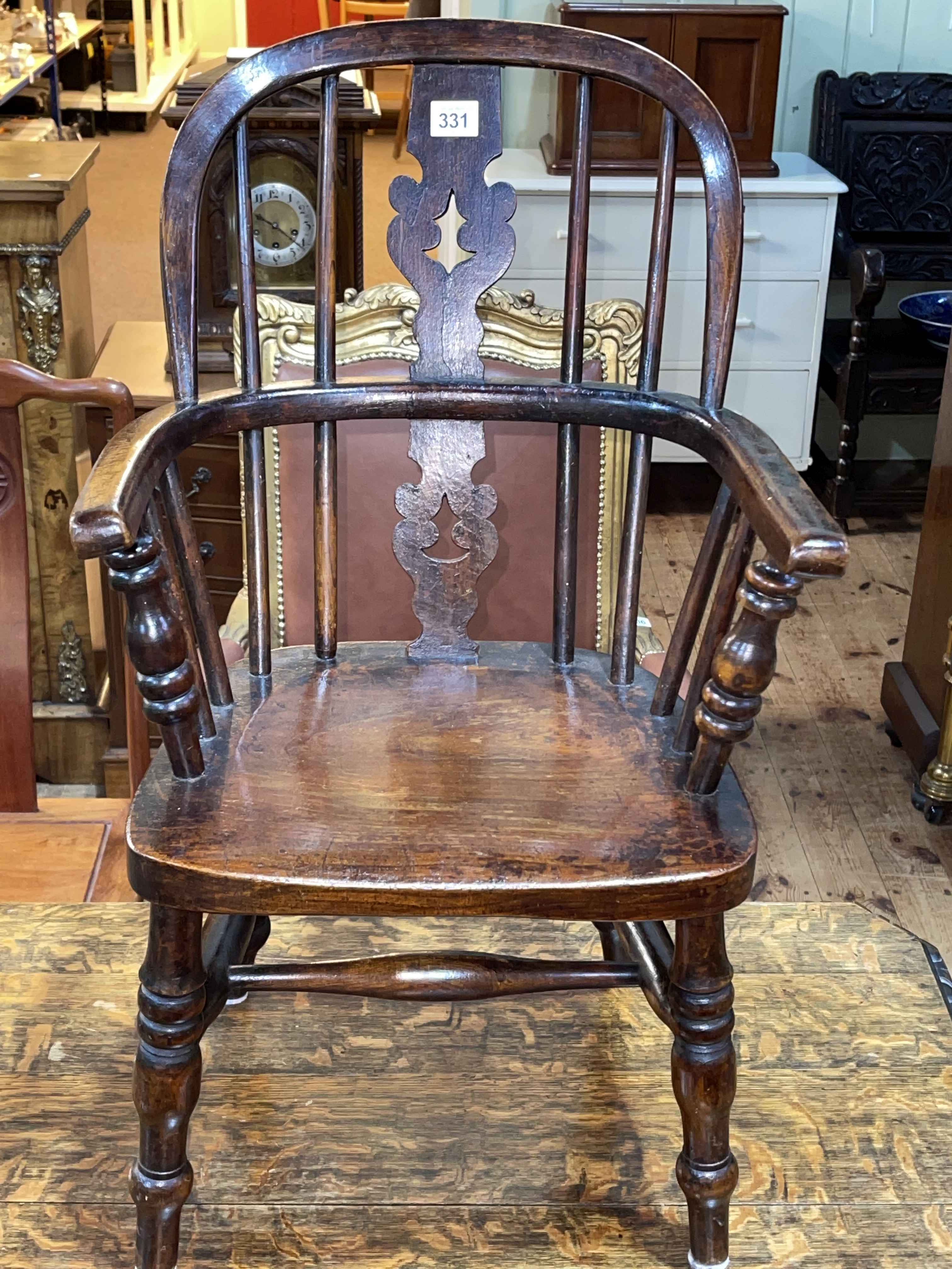 Victorian child's Windsor pierced splat back armchair. - Image 2 of 2