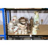 Collection of decorative porcelain, teawares, metalwares, etc.