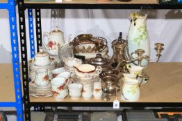 Collection of decorative porcelain, teawares, metalwares, etc.