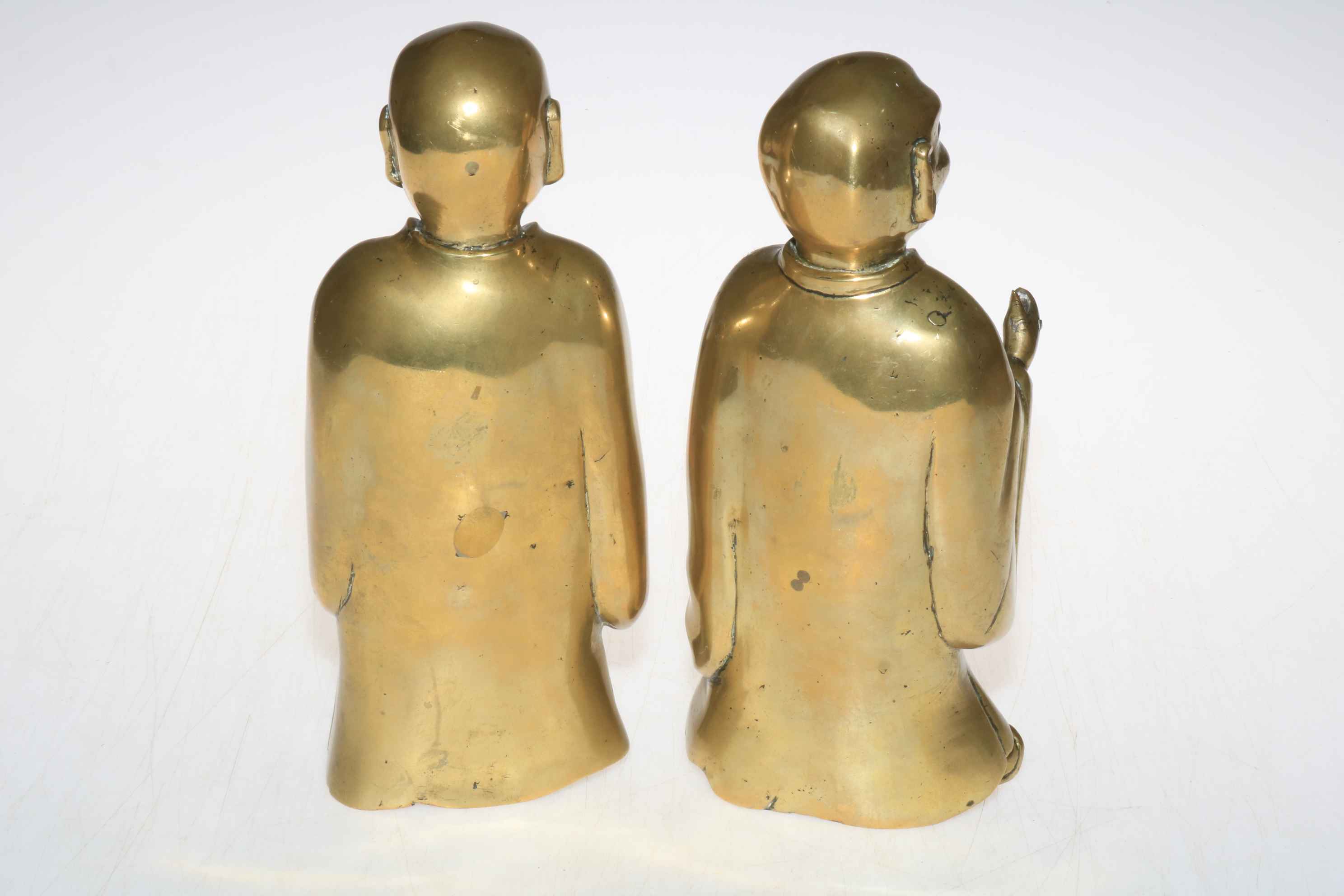 Pair of brass Chinese figures, 23cm high. - Image 2 of 3