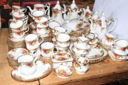 Collection of Royal Albert Old Country Roses including teapots, dinner plates, etc,