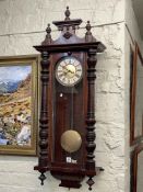 Victorian mahogany Vienna style wall clock.
