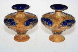 Pair Royal Doulton stoneware vases with Art Nouveau decoration, 14.5cm.