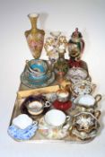 Noritake sugar and cream, various vases, cabinet cups and saucers, Aynsley pin tray and bell, etc.