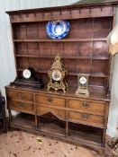 Period oak five drawer potboard dresser and rack, 206cm by 167.5cm by 40cm.