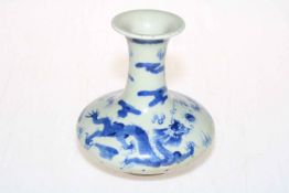 Chinese blue and white squat vase decorated with dragons, Yongzheng mark to base, 16cm high.