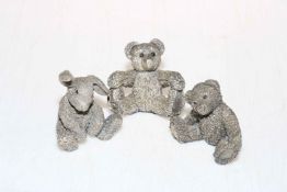 Three Country Artists silver filled figurines including two teddy bears and a rabbit.