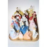 Thirteen Royal Doulton ladies including Top O' the Hill, Autumn Breezes, The Last Waltz, Ninette,
