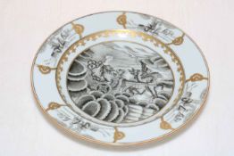 Chinese porcelain plate decorated with winged horses and chariot,