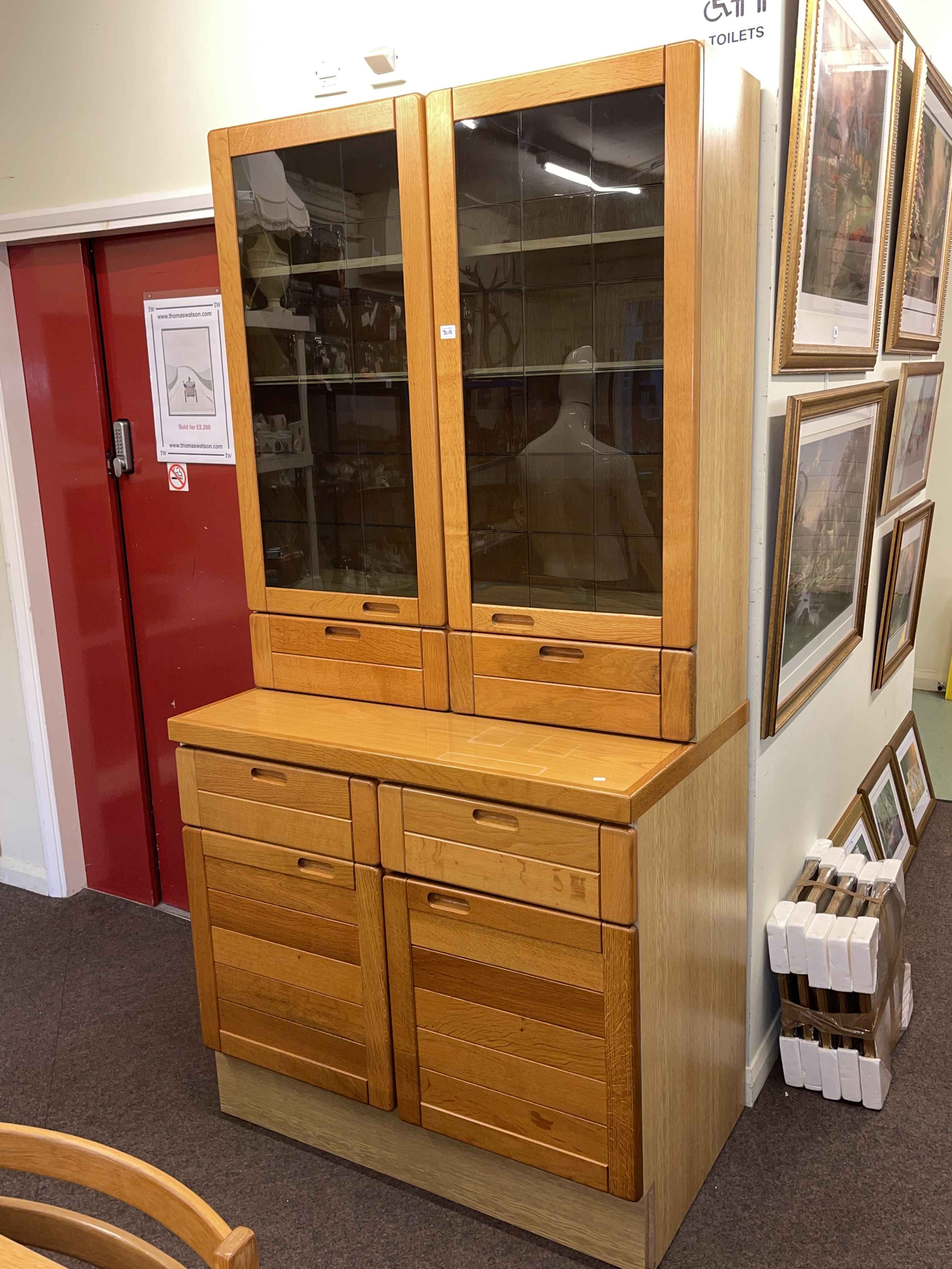 1970's Danish Vantinge Mobelindustri oak and part tiled top drop end dining table and six chairs - Image 2 of 3