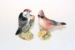 Two Beswick birds 'Jay' 2417 and 'Woodpecker' 2420.