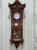 Victorian walnut double weight Vienna wall clock.