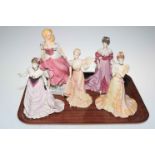 Franklin Mint Cinderella and four Coalport figures, Summer Gala, Midsummer Dream,