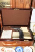 Robert Stewart, Glasgow, part canteen of cutlery in mahogany case.