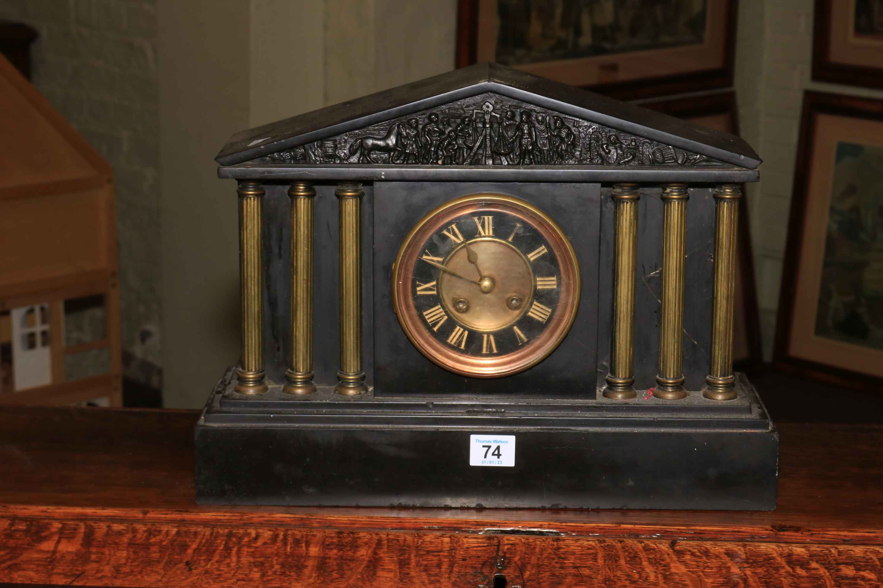 Victorian slate mantel clock.