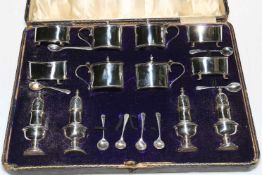 Good quality twenty piece silver condiment set, Birmingham 1914, cased.